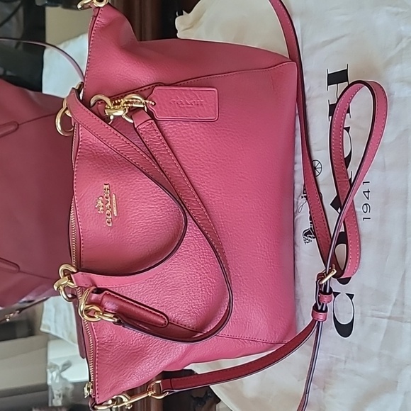 Coach Rose Leather Shoulder Bag with Gold Accents - Picture 1 of 11